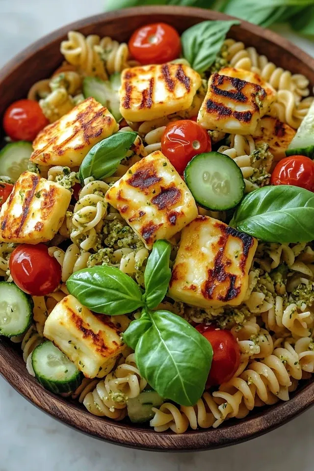 Bunter Pasta-Salat mit Halloumi: Frisch & Lecker!