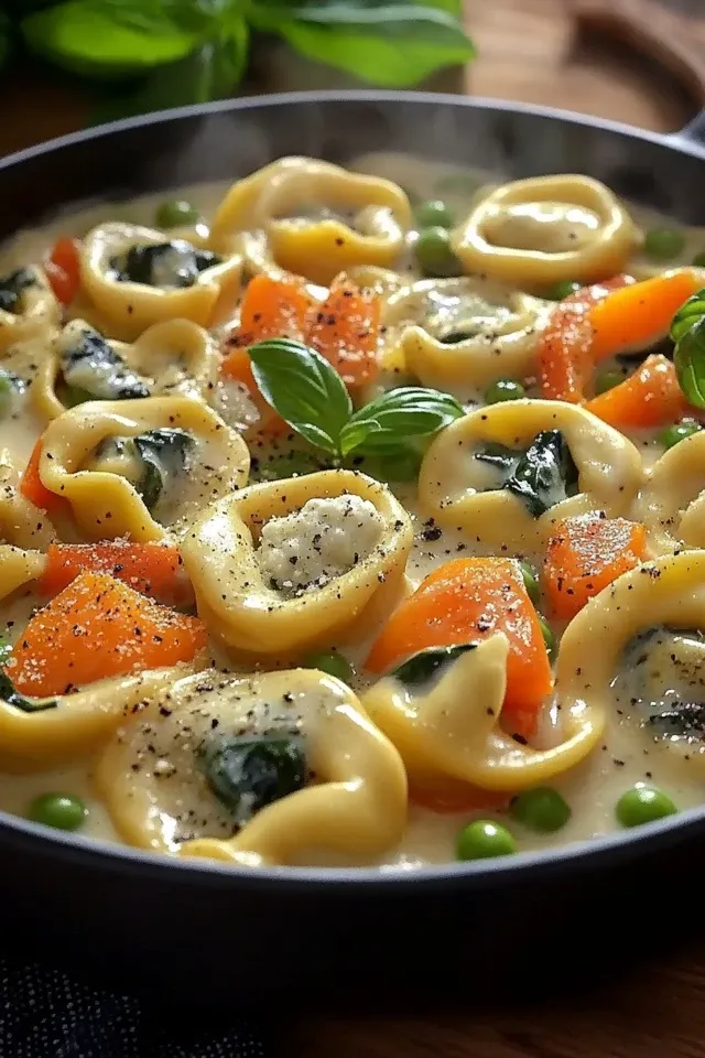 Cremige Gemüse Tortellini Pfanne für stressige Tage