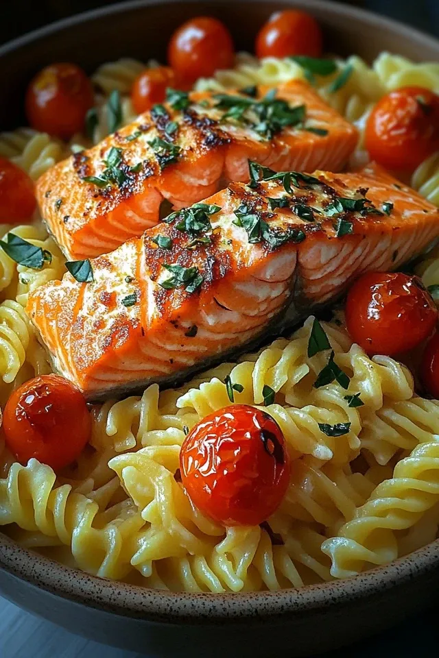 Ofen-Lachs-Pasta mit Tomaten: Ein geschmackliches Fest
