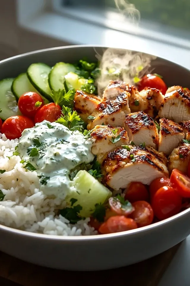 Saftige Mediterrane Hähnchen-Bowl mit Reis – Einfach und Lecker!