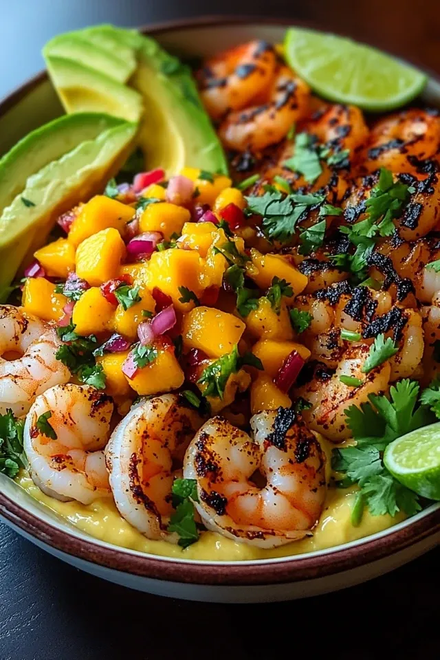 Avocado-Beef-Bowls mit Mango-Salsa und Limetten-Chili-Sauce
