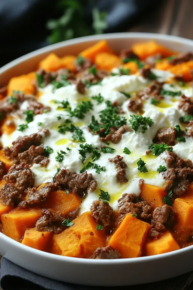 Süßkartoffel-Hackfleisch-Auflauf mit Feta – Herzhafter Genuss