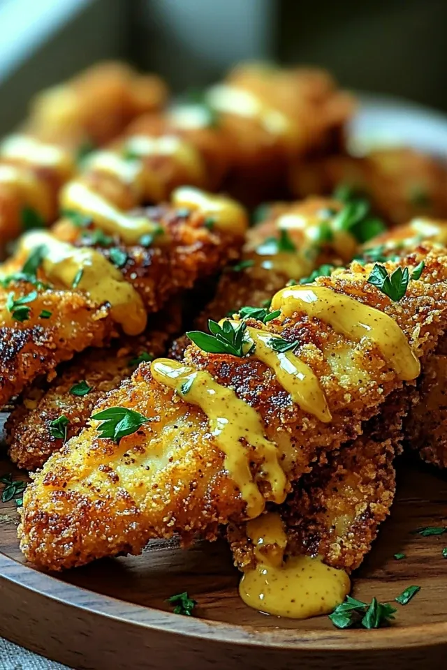 Krosse Air Fryer Hähnchenstreifen mit Honig-Senf-Sauce