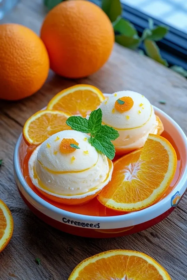Cremiges Orangen-Eis mit Aperitif-Note