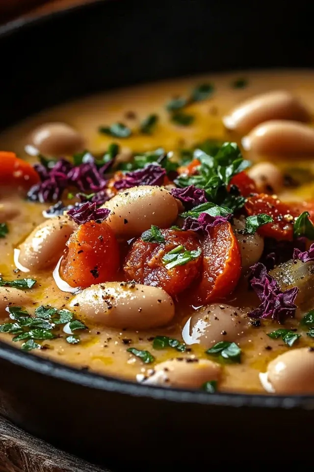 Cremige Tomaten-Bohnen-Pfanne für feine Abendessen