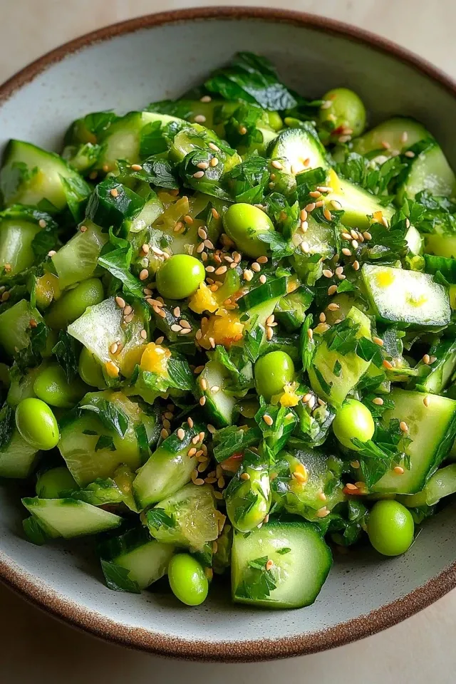Erfrischender Gurken-Edamame-Salat für heiße Tage