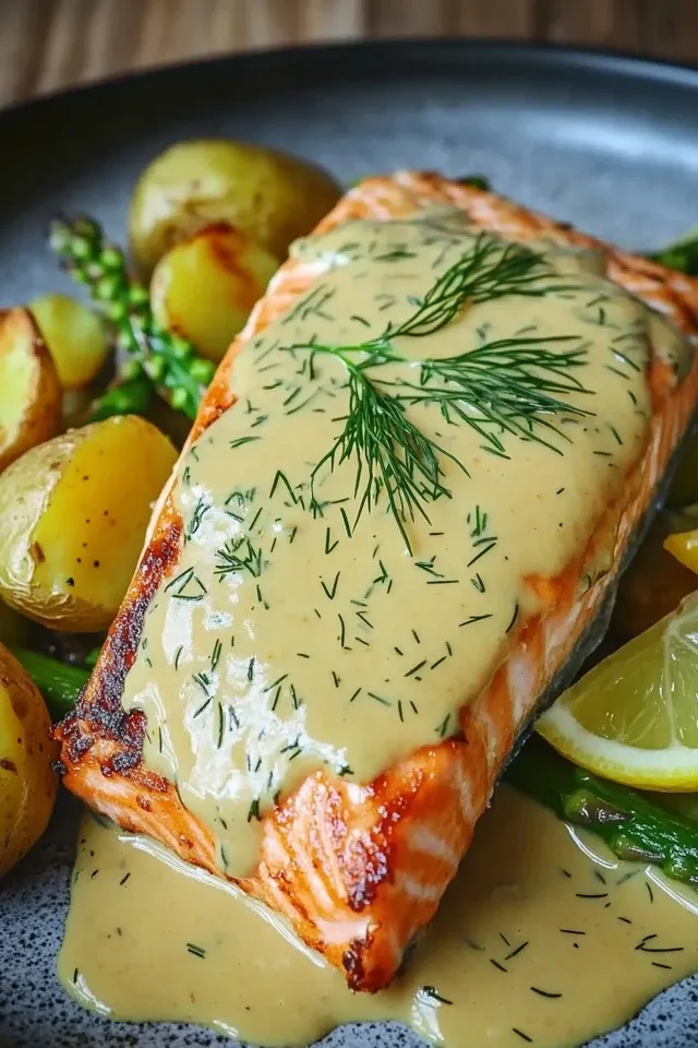 Gebratener Lachs in Honig-Senfsauce