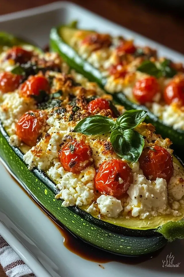 Gefüllte Zucchini mit Feta und Kirschtomaten