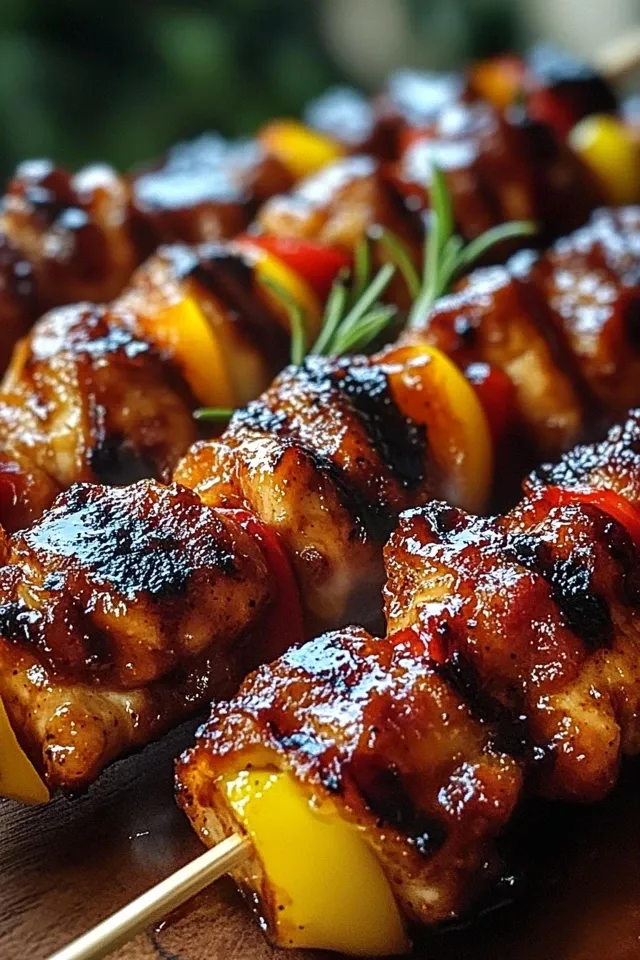 Gegrillte Honig-BBQ-Beef-Hühnchen-Spieße für jeden Anlass