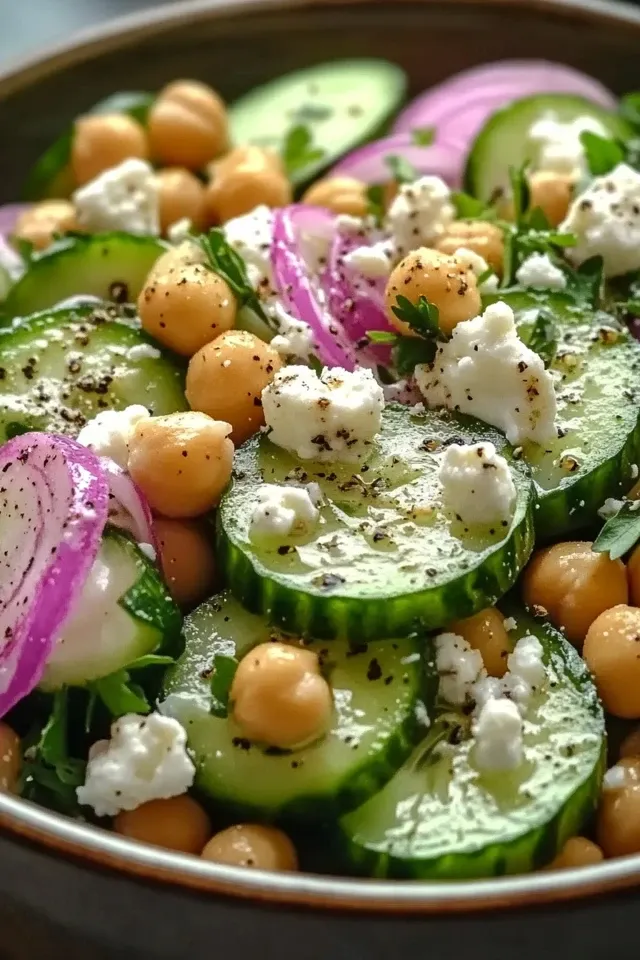 Gurkensalat mit Kichererbsen und Feta – Ein Sommerhit