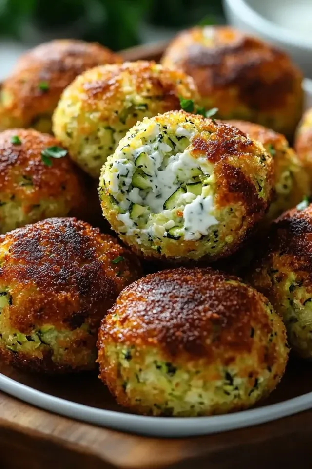 Knusprige Zucchini Feta Bällchen aus dem Ofen