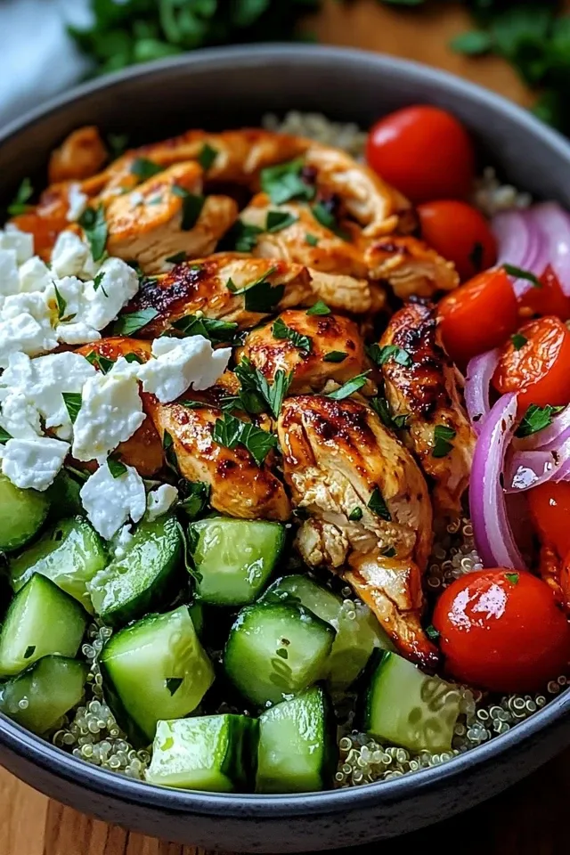 Köstliche Griechische Hähnchen Bowl – der saftige Genuss