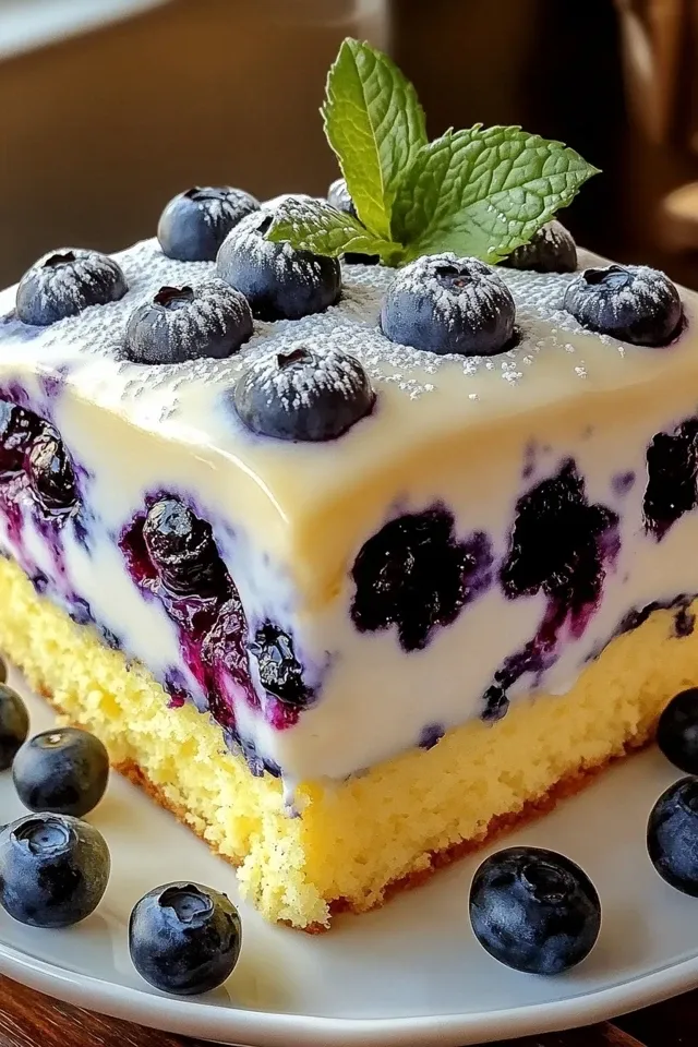 Köstlicher Zitronen-Blaubeer-Kuchen mit Cheesecake-Topping