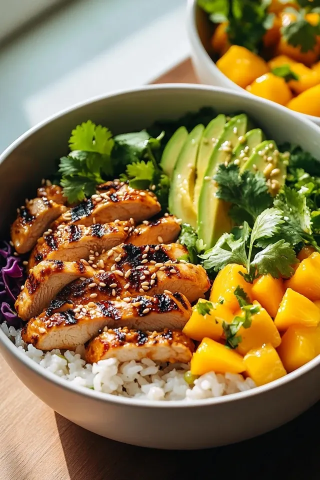 Mango Chicken Coconut Rice Poke Bowl – Exotischer Genuss