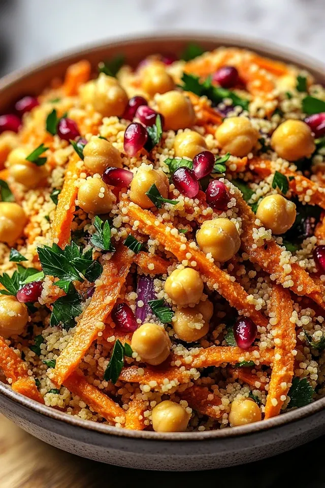 Marokkanischer Kichererbsen-Carrot-Couscous-Salat