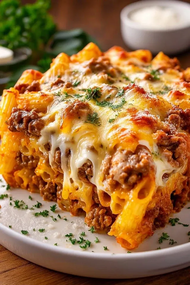Cremiger Nudelauflauf mit Hackfleisch und Sahne