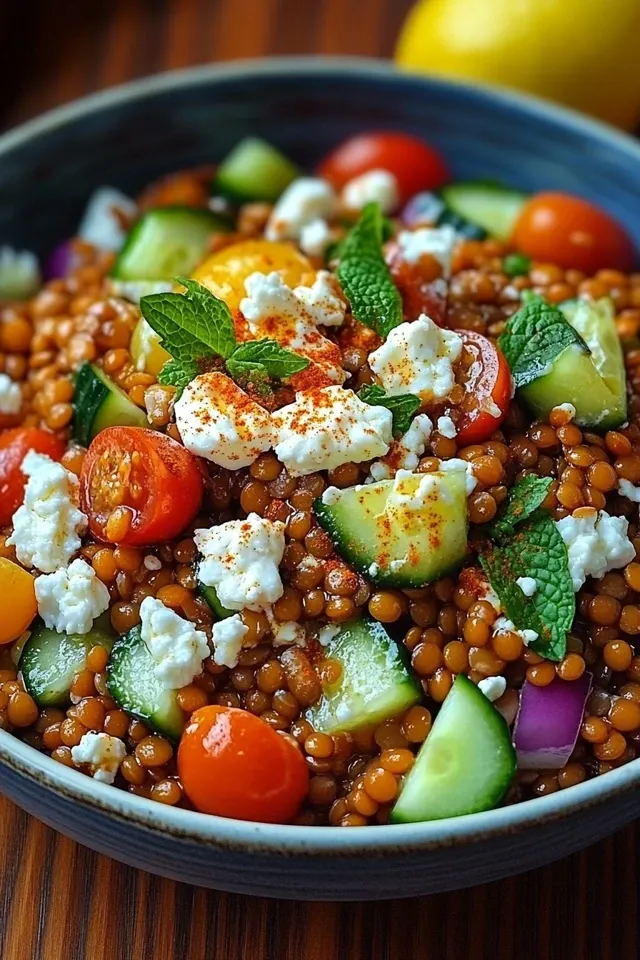 Orientalischer Rote Linsensalat mit Feta