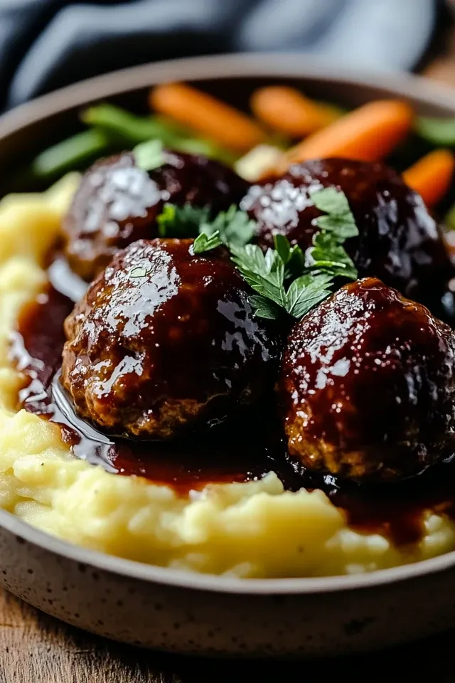 Zart geschmorte Rinderbällchen in aromatischer Sauce