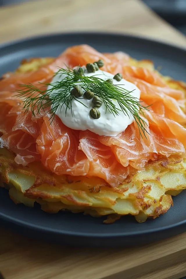 Rösti mit Frischkäse und Lachs in perfekter Kombination