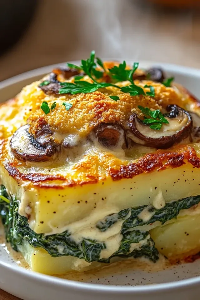 Rustikaler Kartoffel-Spinat-Pilz Auflauf – Ein Genuss für die Sinne