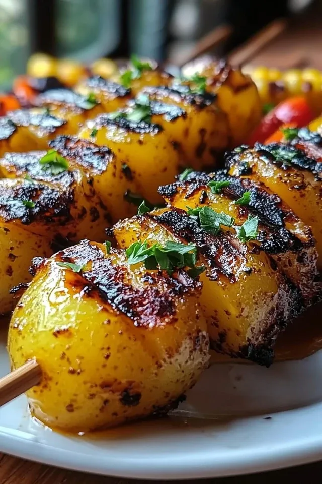 Saftige Gegrillte Honig-Senf Kartoffelspieße