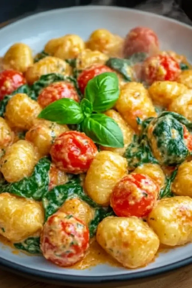 Schnelle Gnocchi-Pfanne mit Tomate & Spinat