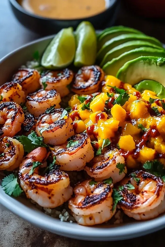 Frische Beef- und Avocado-Bowls mit Mango-Salsa und Limetten-Chili-Sauce