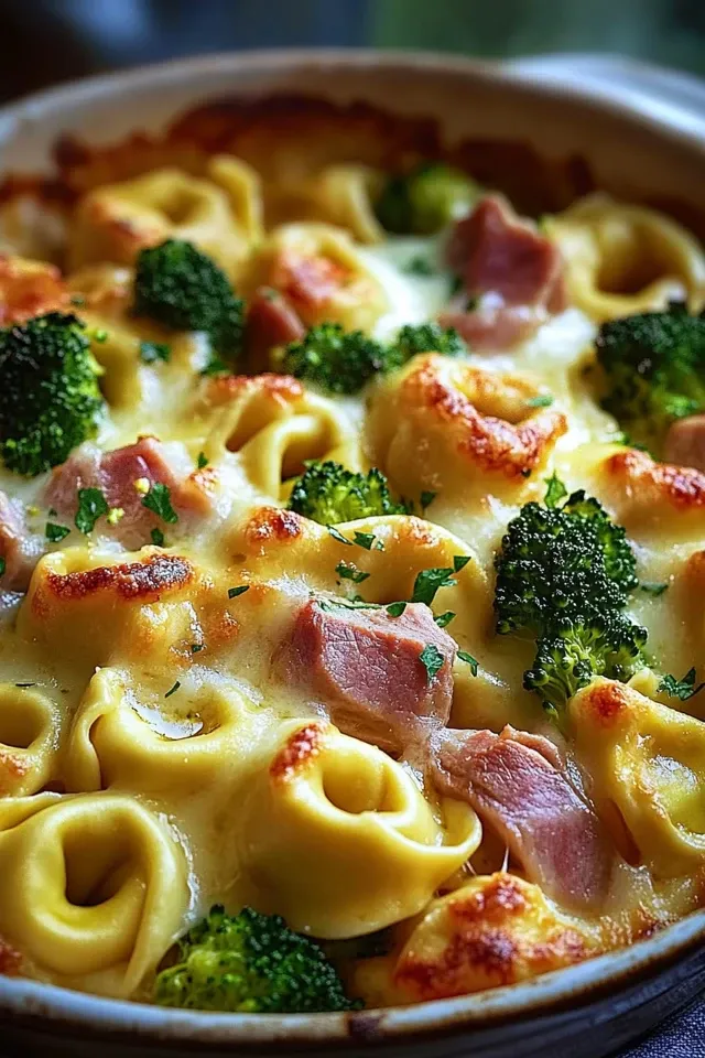 Tortellini Auflauf mit Brokkoli und Rindfleisch