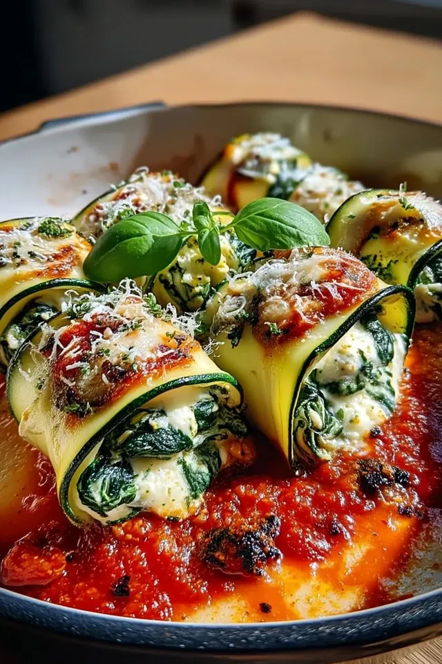 Zucchini-Cannelloni mit Ricotta-Spinat-Füllung