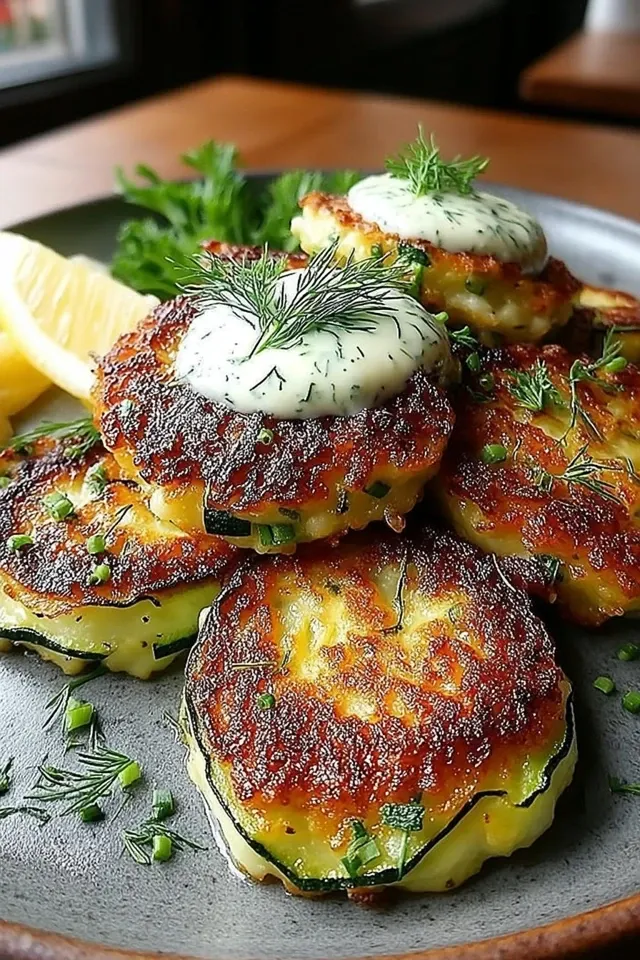 Zucchini-Krapfen mit Knoblauch-Dill-Joghurt-Sauce