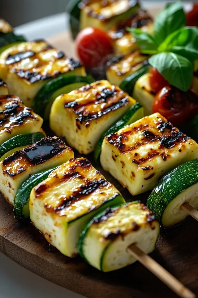 Vegetarische Halloumi-Zucchini-Spieße vom Grill